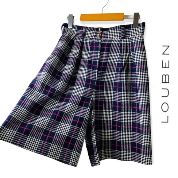 Louben Pants - Louben  Vintage High Waisted Checker Plaid Shorts